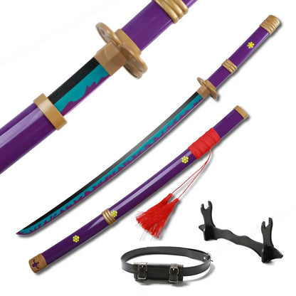 New For 2023 Anime  Roronoa Zoro Katana Sword Wooden 80cm/31.5＂Enma Purple Unisex Halloween Party Gifts