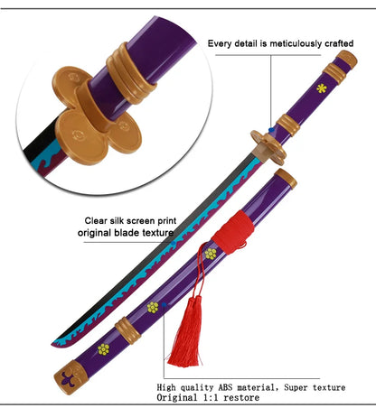 New For 2023 Anime  Roronoa Zoro Katana Sword Wooden 80cm/31.5＂Enma Purple Unisex Halloween Party Gifts