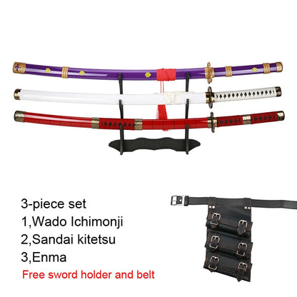 New For 2023 Anime  Roronoa Zoro Katana Sword Wooden 80cm/31.5＂Enma Purple Unisex Halloween Party Gifts