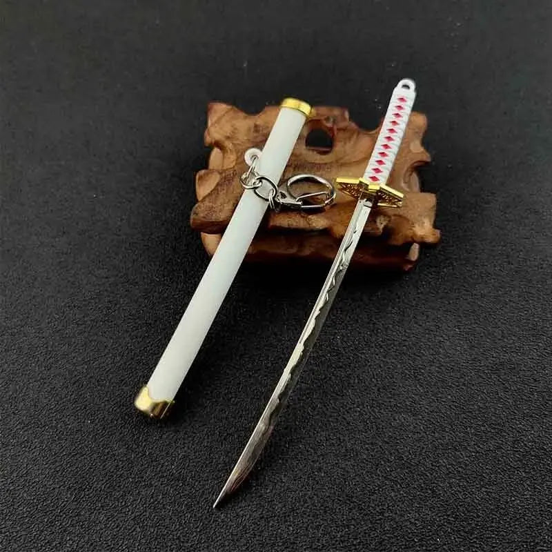 Mini Roronoa Zoro Samurai Sword Keychain Anime Scabbard Key Ring Katana Buckle Key Chain for Men Women Cosplay Toy Jewelry Gift