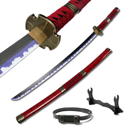 New For 2023 Anime  Roronoa Zoro Katana Sword Wooden 80cm/31.5＂Enma Purple Unisex Halloween Party Gifts