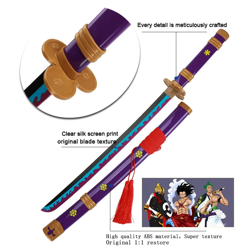 New For 2023 Anime  Roronoa Zoro Katana Sword Wooden 80cm/31.5＂Enma Purple Unisex Halloween Party Gifts