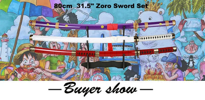 New For 2023 Anime  Roronoa Zoro Katana Sword Wooden 80cm/31.5＂Enma Purple Unisex Halloween Party Gifts